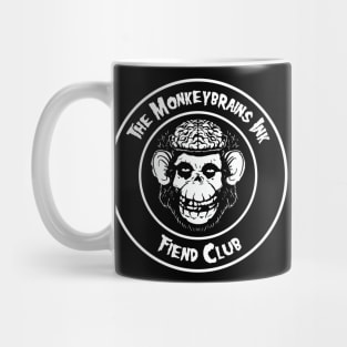 Monkeybrains ink fiend club button on dark colors Mug